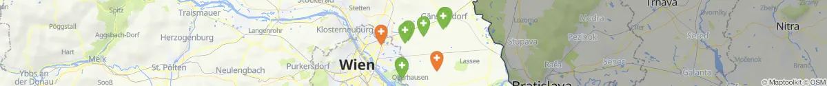 Kartenansicht für Apotheken-Notdienste in der Nähe von Großhofen (Gänserndorf, Niederösterreich)